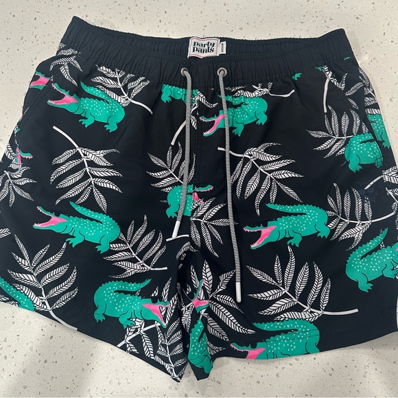 Party Pants Other - Dark Palms Black and Green Swim Trunks
